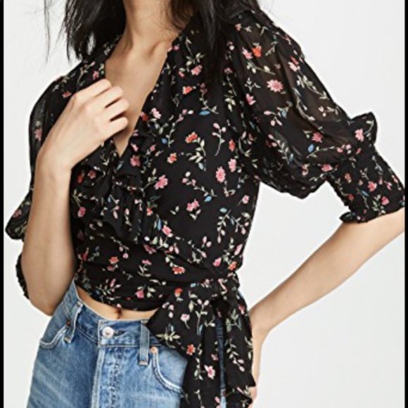 Ganni Georgette Wrap Top - Elm Floral - Picture 3 of 8